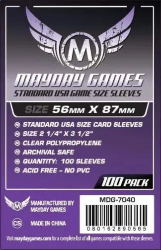 Standard USA Game Size Sleeves 56 MM X 87 MM