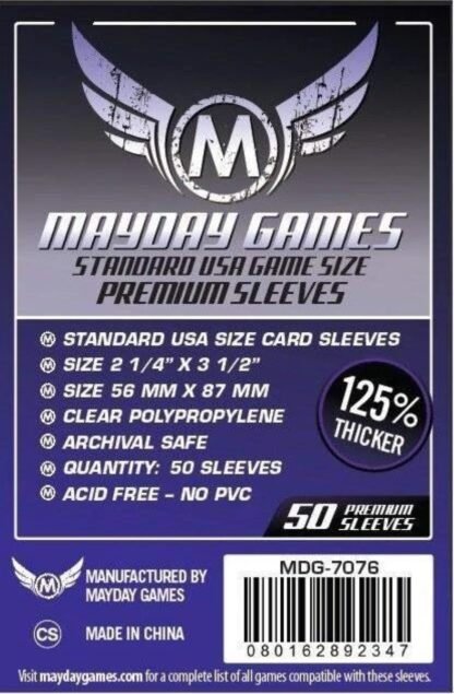Premium USA Board Game Sleeves 56 MM X 87 MM